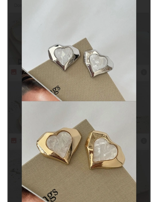 Mermer Tasarım Kalp Küpe