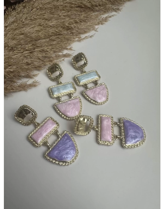 Pastel Ton Tasarım Küpe