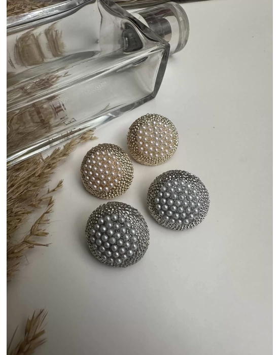 Plakalı İnci Minimal Küpe