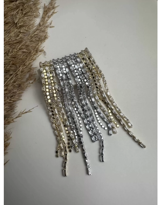 Pul Taşlı Abiye Küpe