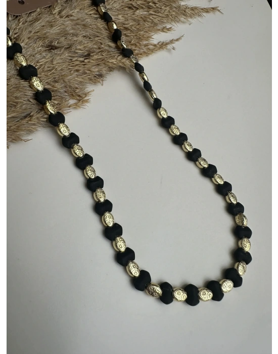 Siyah Gold Taş Kolye