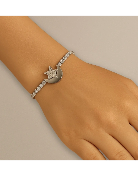 Su Yolu Ay Yıldız Altın Kaplama Bileklik