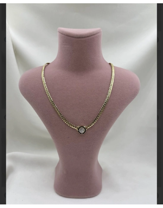 Tasarım Ortası Taşlı Vip Kolye