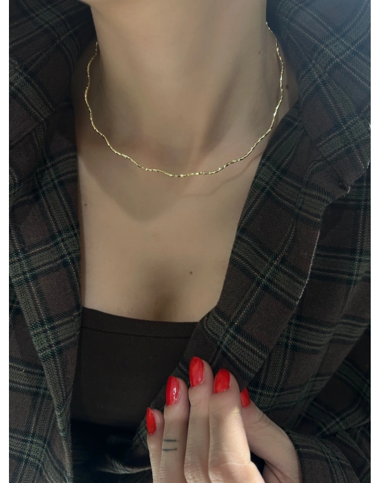 Tasarım Pırıltı Choker Kolye