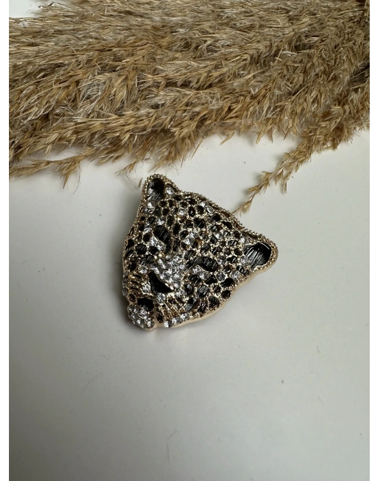 Taşlı Aslan Kafası Tasarım Broş