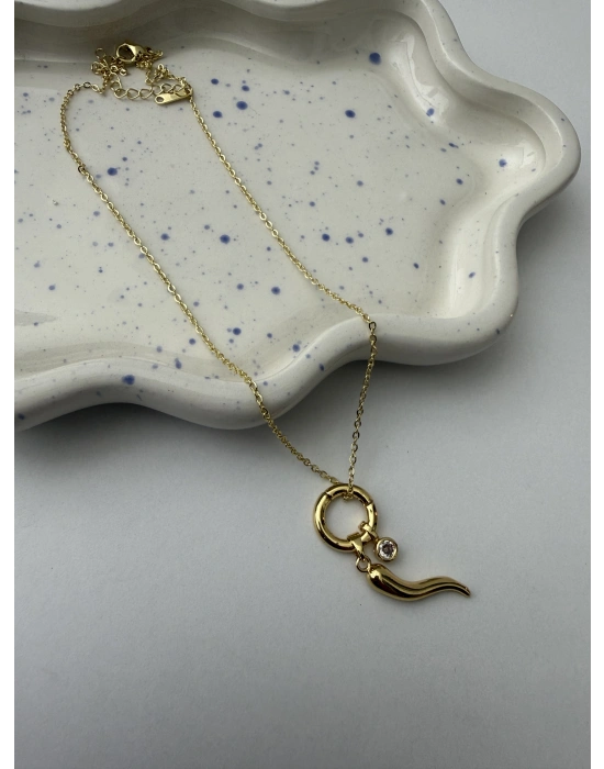 Taşlı Biber Kolye Gold