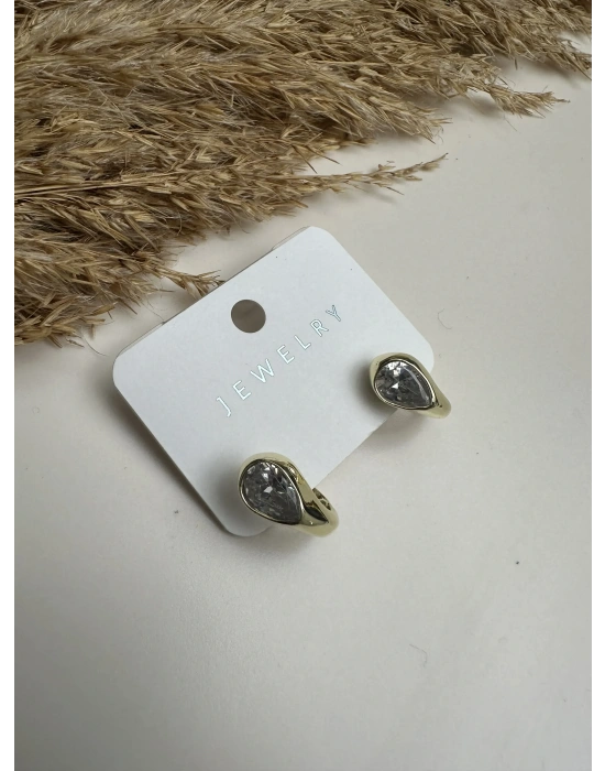 Taşlı Damla Model Minimal Küpe