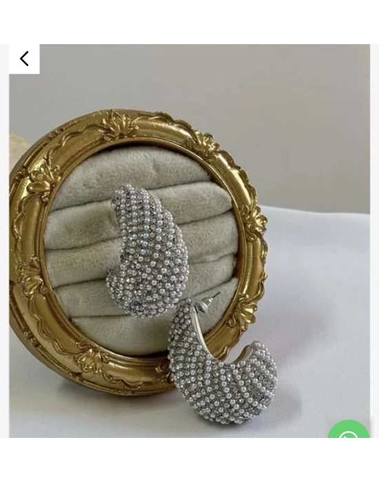 Taşlı İnci Model Tasarım Küpe