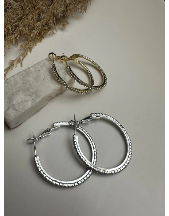 Taşlı Küçük Boy Halka Küpe