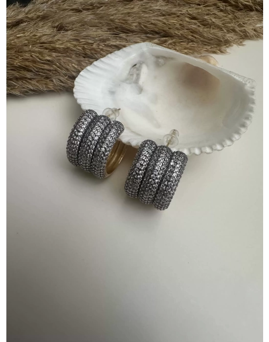 Taşlı  Özel Seri Halka Küpe