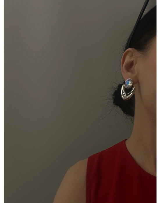 Taşlı Plaka Küpe MNg Model