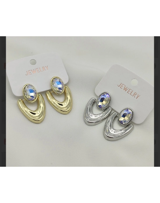 Taşlı Plaka Küpe MNg Model