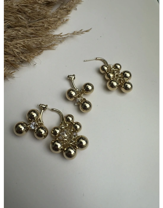 Top Detay Taşlı ZrA Küpe