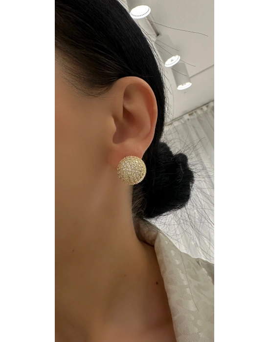 Top Tasarım Altın Kaplama Küpe