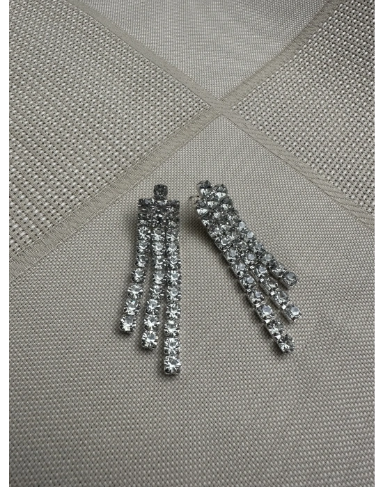 Üç Sıra Taşlı Su Yolu Küpe