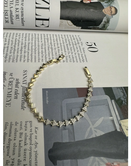 Üçgen Basic taşlı Bileklik