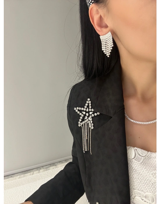 Üçgen Tasarım Su Yolu Detay Küpe