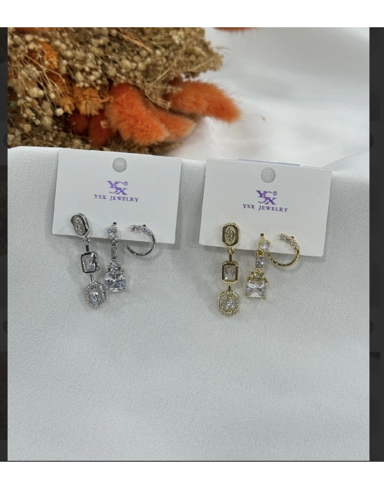 Üçlü Set Küpe Altın Kaplama