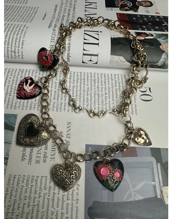 Vintage Model Kalp Figür Kolye Zra