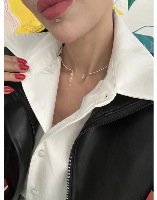 Yıldızlı Tasarım Choker kolye