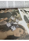 Gümüş Kaplama Baget Taş Küpe İkili