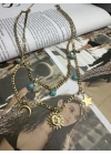 İkili Charm Detay Figür Çelik Kolye