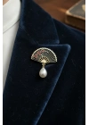 İnci Sallantılı Vintage Broş