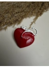 Kırmızı Kalp Kedi Broş