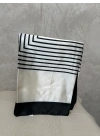 Krem Siyah Çizgili Fular 90*90