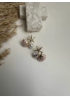 Minimal Tasarım Taş İstiridye İnci Küpe