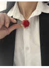Taşlı Gül Kırmızı Broş
