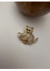 Taşlı İnci Kedi Broş