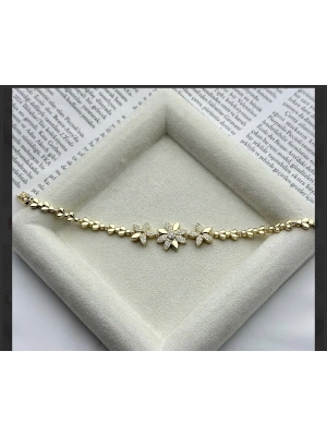 Altın Kaplama Çiçek Model Bileklik