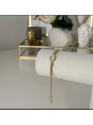 Oval Plaka Altın Kaplama Bileklik