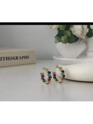 Renkli Altın Kaplama Küpe