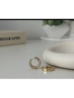 Cartier Model Altın Kaplama Halka Küpe