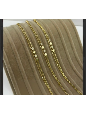 Altın kaplama ikili yıldız zincir bileklik