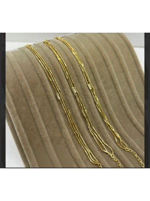 Altın kaplama ikili taş detaylı zincir bileklik