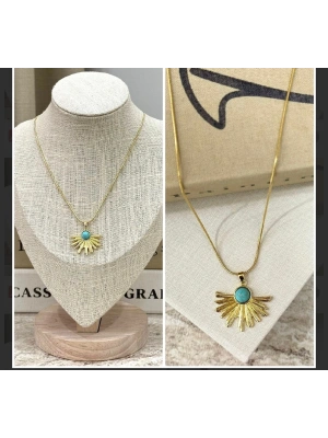 Çelik Firüze Taş Kolye