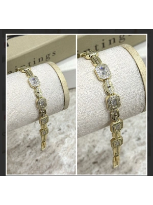 Kuyumcu Tasarımı Altın Kaplama Baget Taş Bileklik