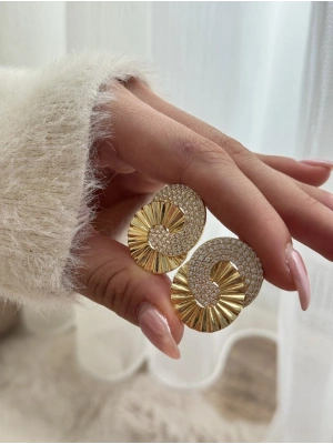 Zirkon Taş Plaka Vip Küpe