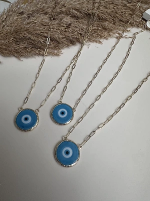 Açık Mavi Cam Nazar Kolye