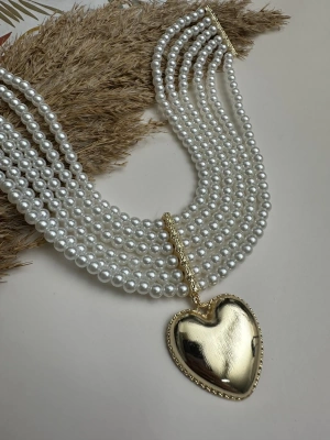 6sıra İnci Tasarım Kalp Figür Kolye