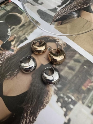 Altın Kaplama Basic Minimal Tombul Halka Küpe