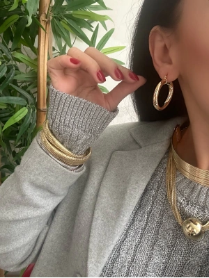 Altın Kaplama Basic Orta Boy Halka Küpe