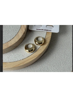 Altın Kaplama Bombeli Halka Küpe