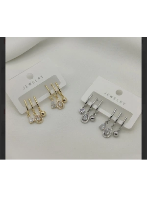 Altın Kaplama Çoklu Görünümlü Damla Taş Küpe