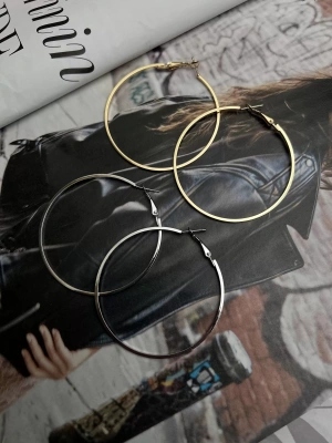 Altın Kaplama Düz Halka Küpe 2