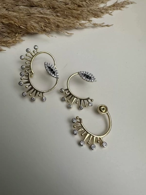 Altın Kaplama Göz Detay Tasarım Küpe