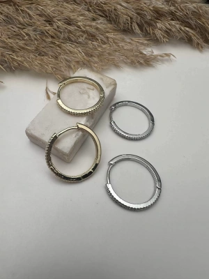 Altın Kaplama Halka Taşlı Küpe